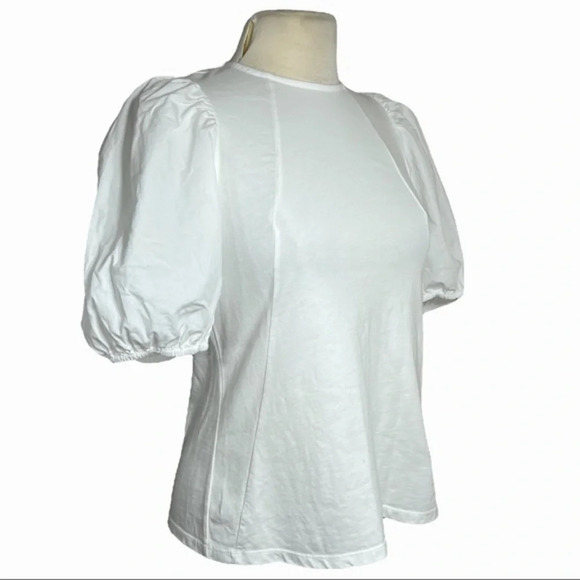 ANTHROPOLOGIE 
WHITE MIKI STATEMENT SLEEVE TOP BY VELVET - Picture 6 of 11